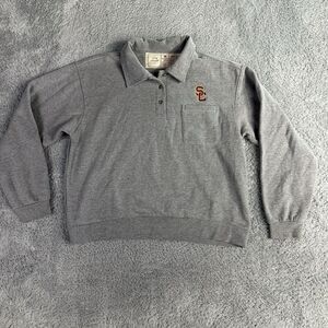SC Team Trojan Women's Polo Sweatshirt M Grey Heavy Layering Preppy